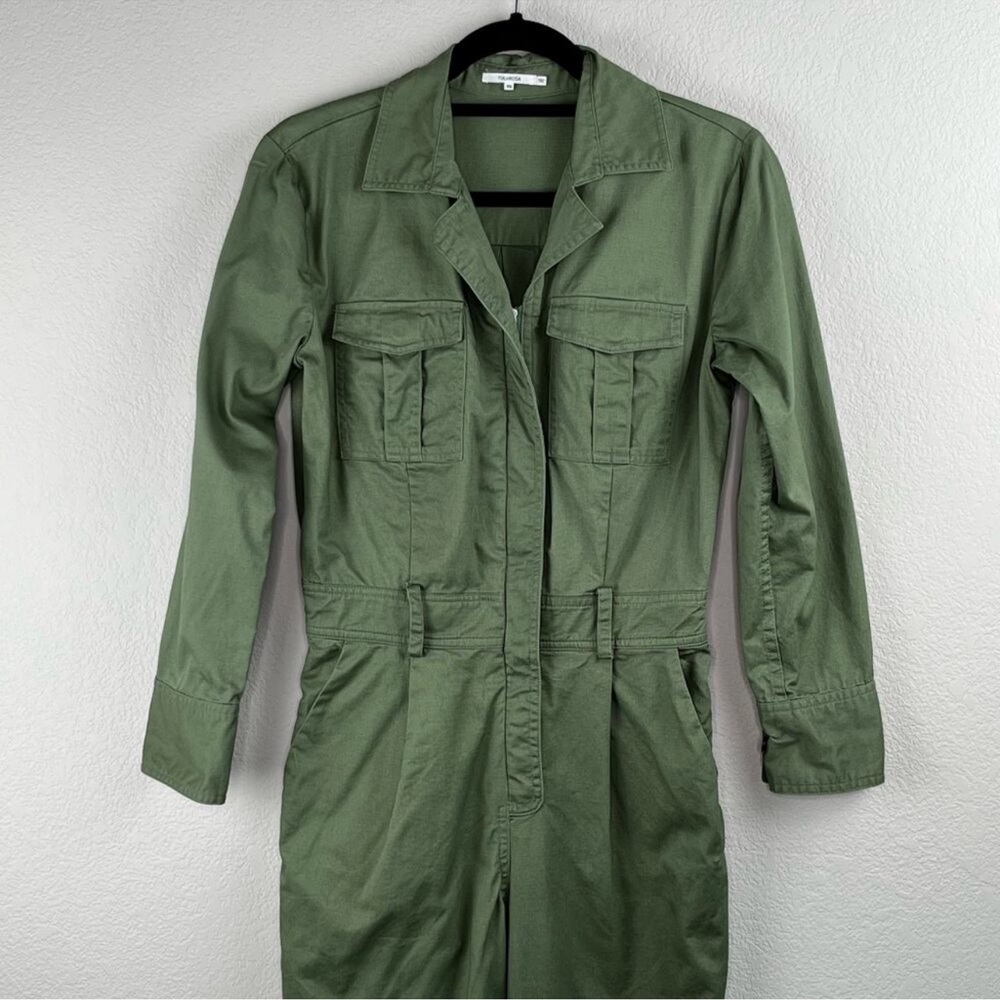 Tularosa Green Long Sleeve Zip Front Collared Utilitarian Jumpsuit XS/Small - Picture 5 of 12